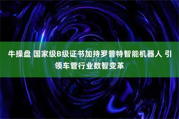 牛操盘 国家级B级证书加持罗普特智能机器人 引领车管行业数智变革